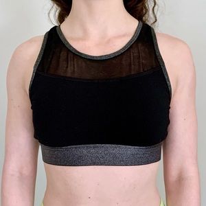 Aerie Black Mesh Sports Bra Racerback Stretch Gym Yoga Athleisure Workout Medium